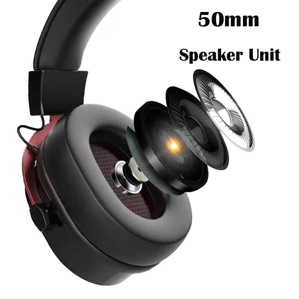 Wireless gaming headset with microphone, two wireless connection modes: 2.4GHz and Bluetooth 5.0, red