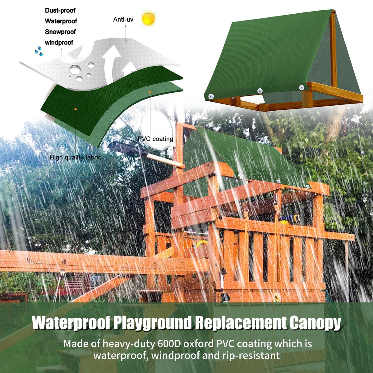 Playground Replacement Canopy Cover Waterproof Outdoor
