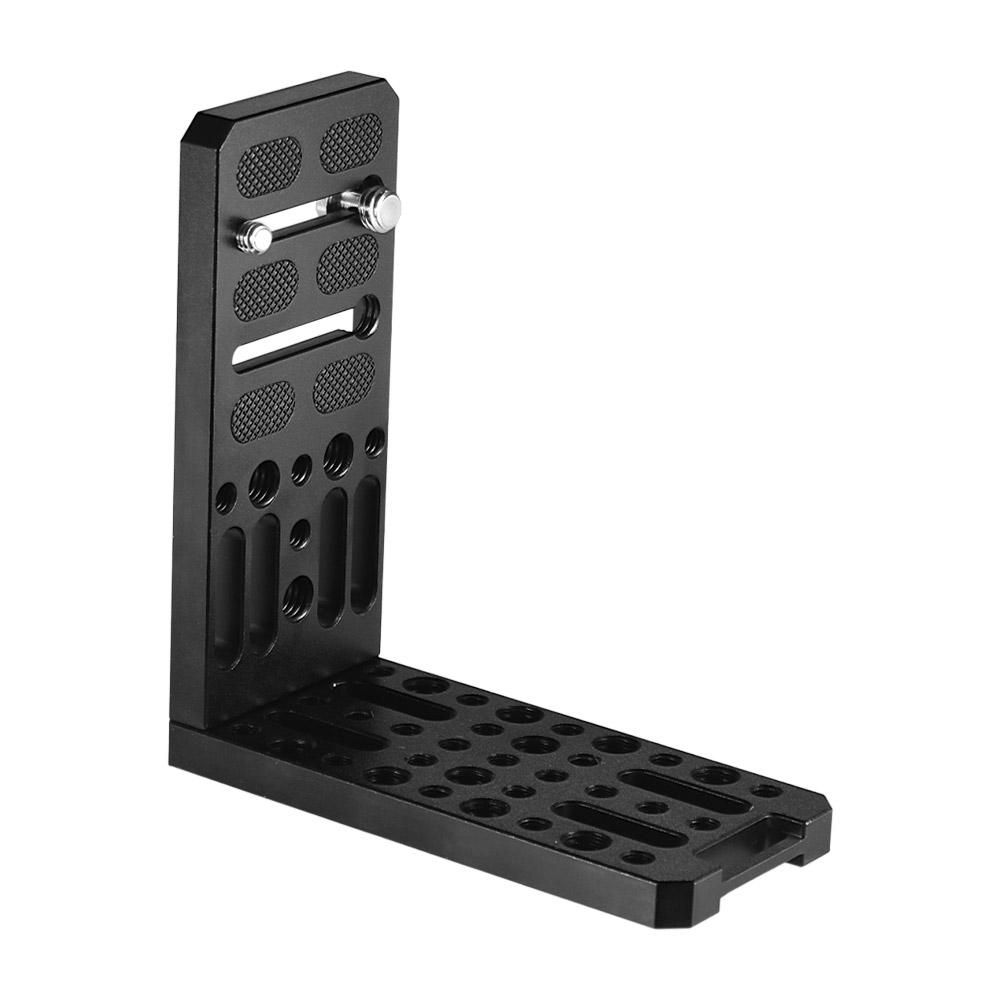 Andoer Universal Camera L-Shape Bracket Plate Holder 1/4 & 3/8 Inch Screw Mount Aluminium Alloy Bracket for Vertical Video Recording for Canon Sony Nikon Cameras DSLR Tripod Accessory