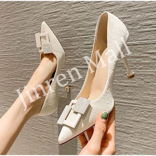 Ladies Pointed Stiletto Shoes-Beige