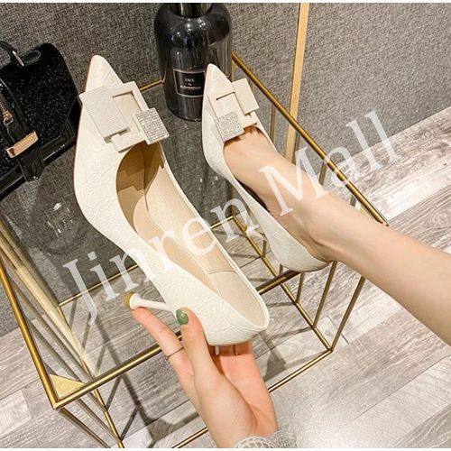 Ladies Pointed Stiletto Shoes-Beige