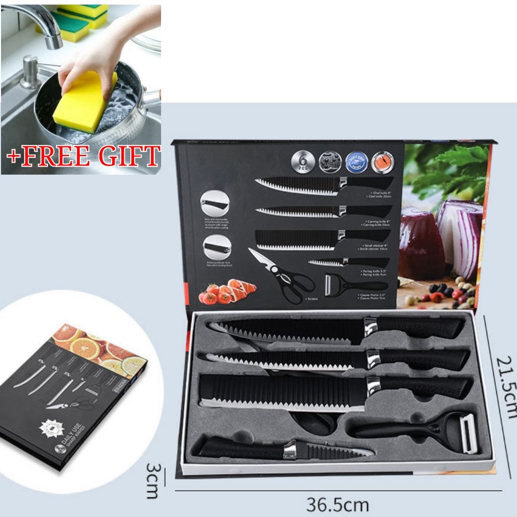 Kitchen Set With Wavy Pattern Stainless Steel + Free Gift