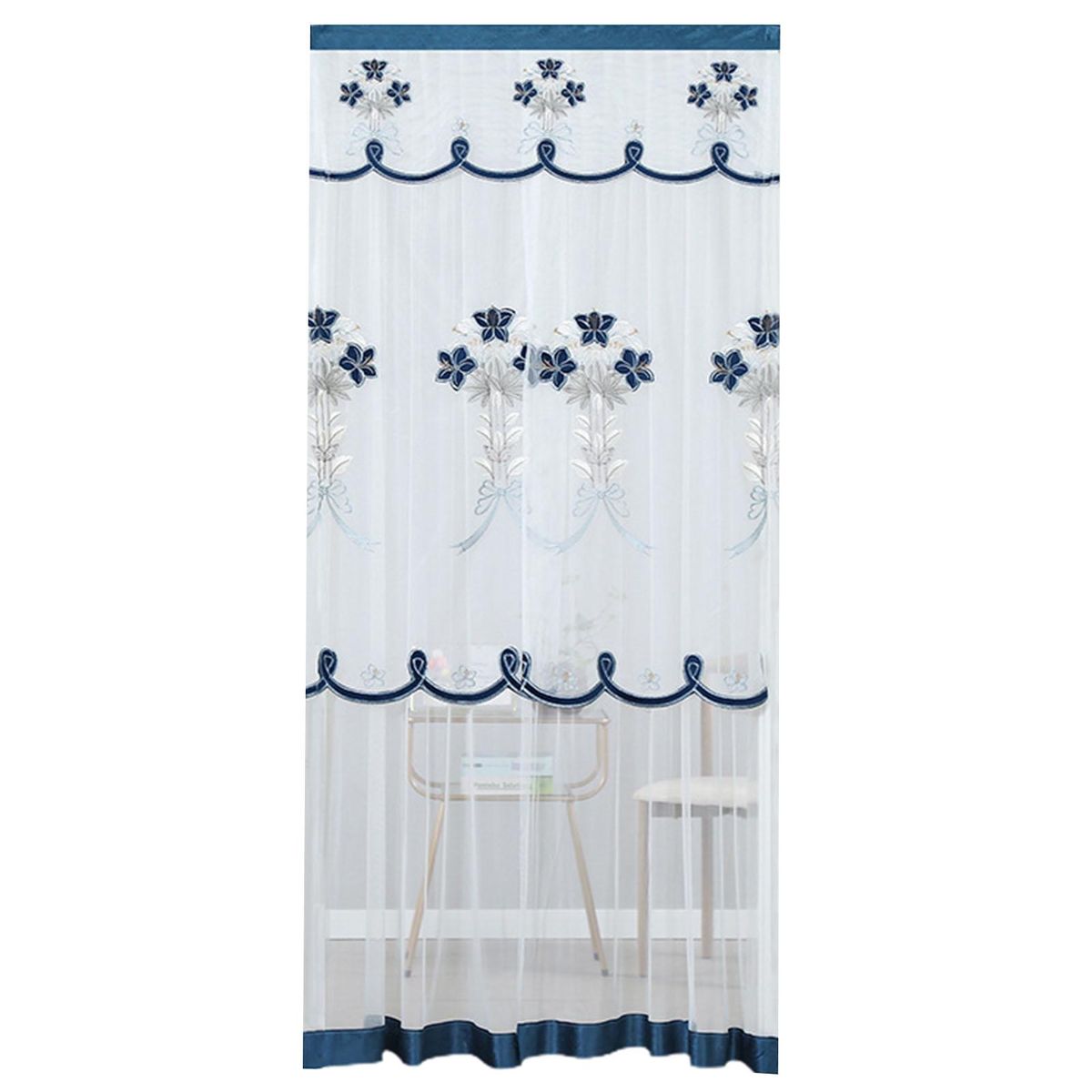 Window Curtain Door Kitchen Curtain Partition Drape Blue