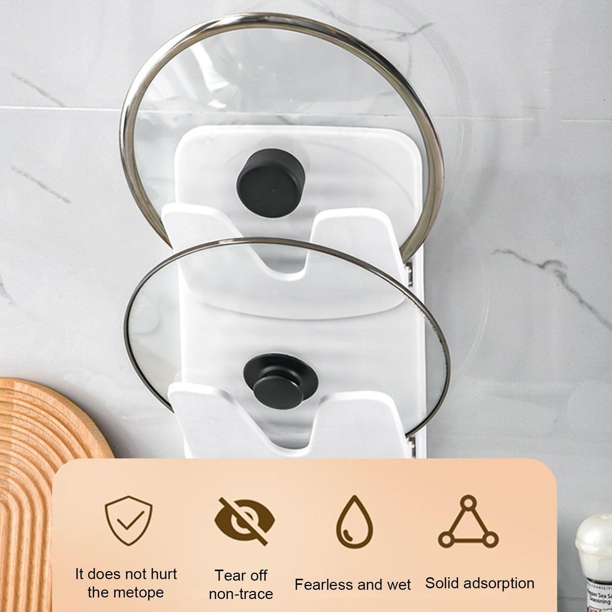 Pot Lid Rack Foldable Design Pot Cover Holder White