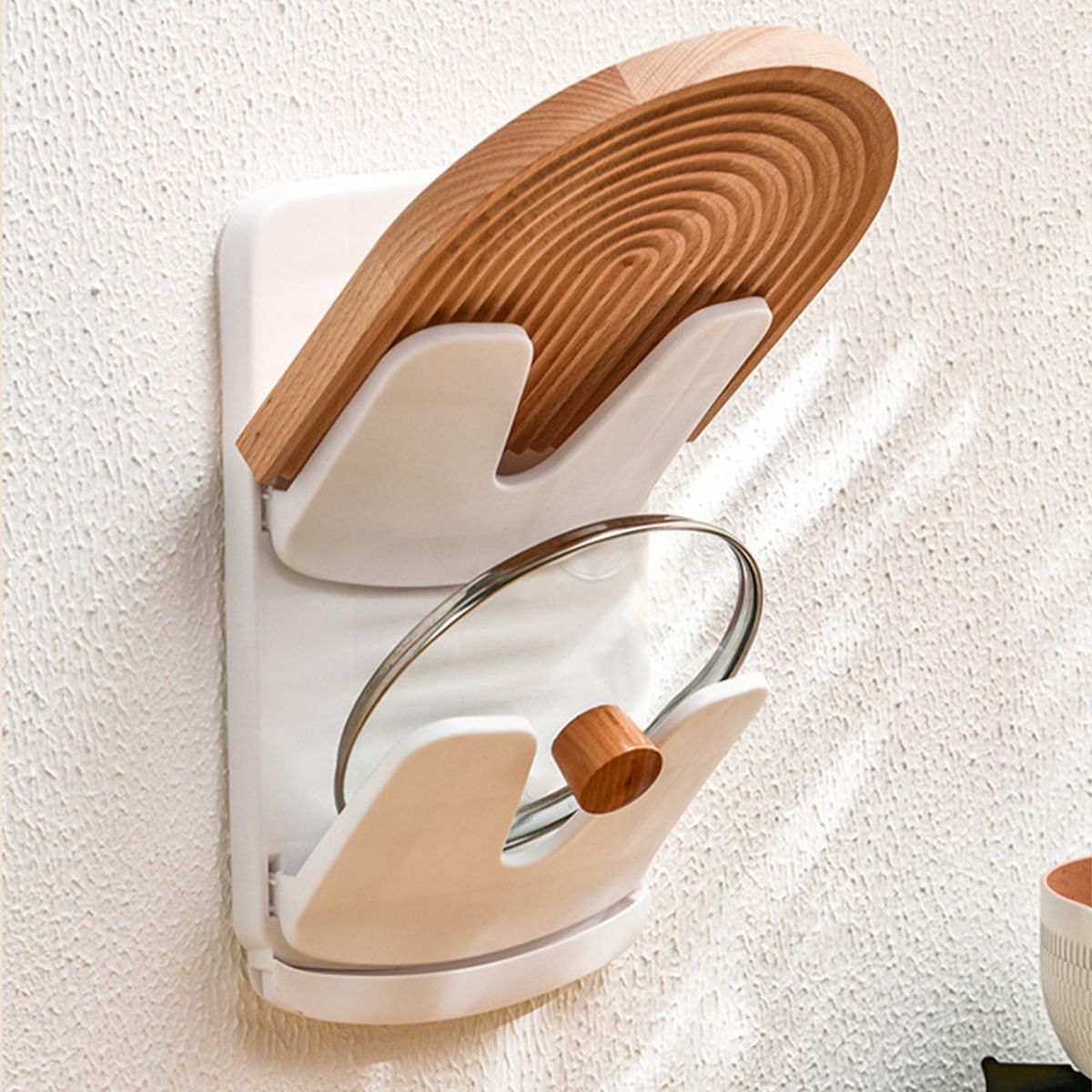 Pot Lid Rack Foldable Design Pot Cover Holder White