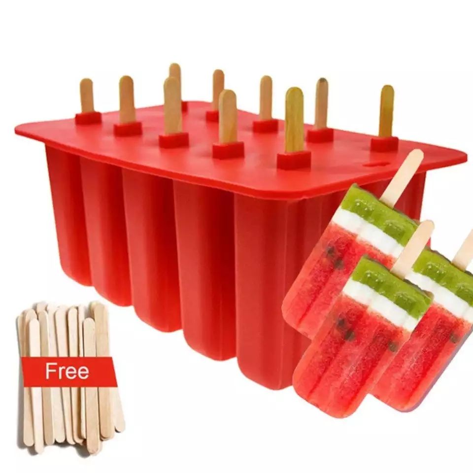 10Freezer IceMold Yogurt Lolly Mould Popsicle+free Sticks