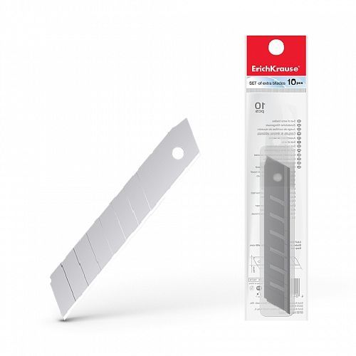 STATIONARY CUTTING UTILITY KNIFES BLADES IN A PACKAGE OF 10 PIECES.
