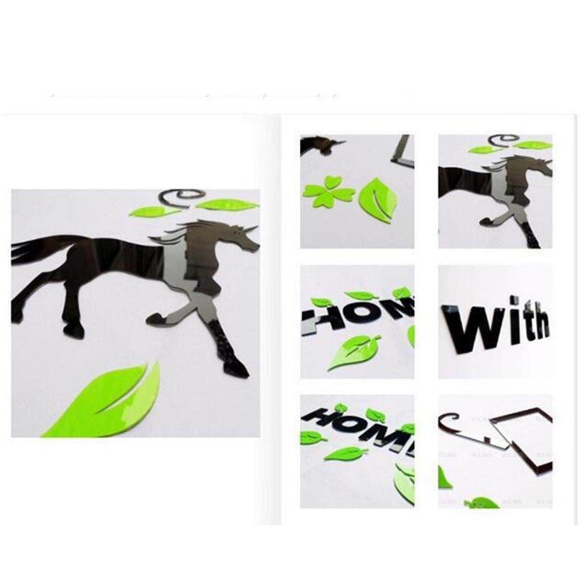 Removable Family Photo Frame Tree Sticker Living Room Wall Decals DIY Wall Decor Black Branch Light Green Leaf