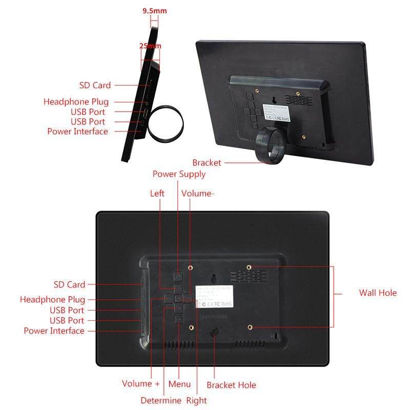 12''/14''/15.4'' HD Digital Photo Frame Album Music Movie Picture Player Remote 12 Inches