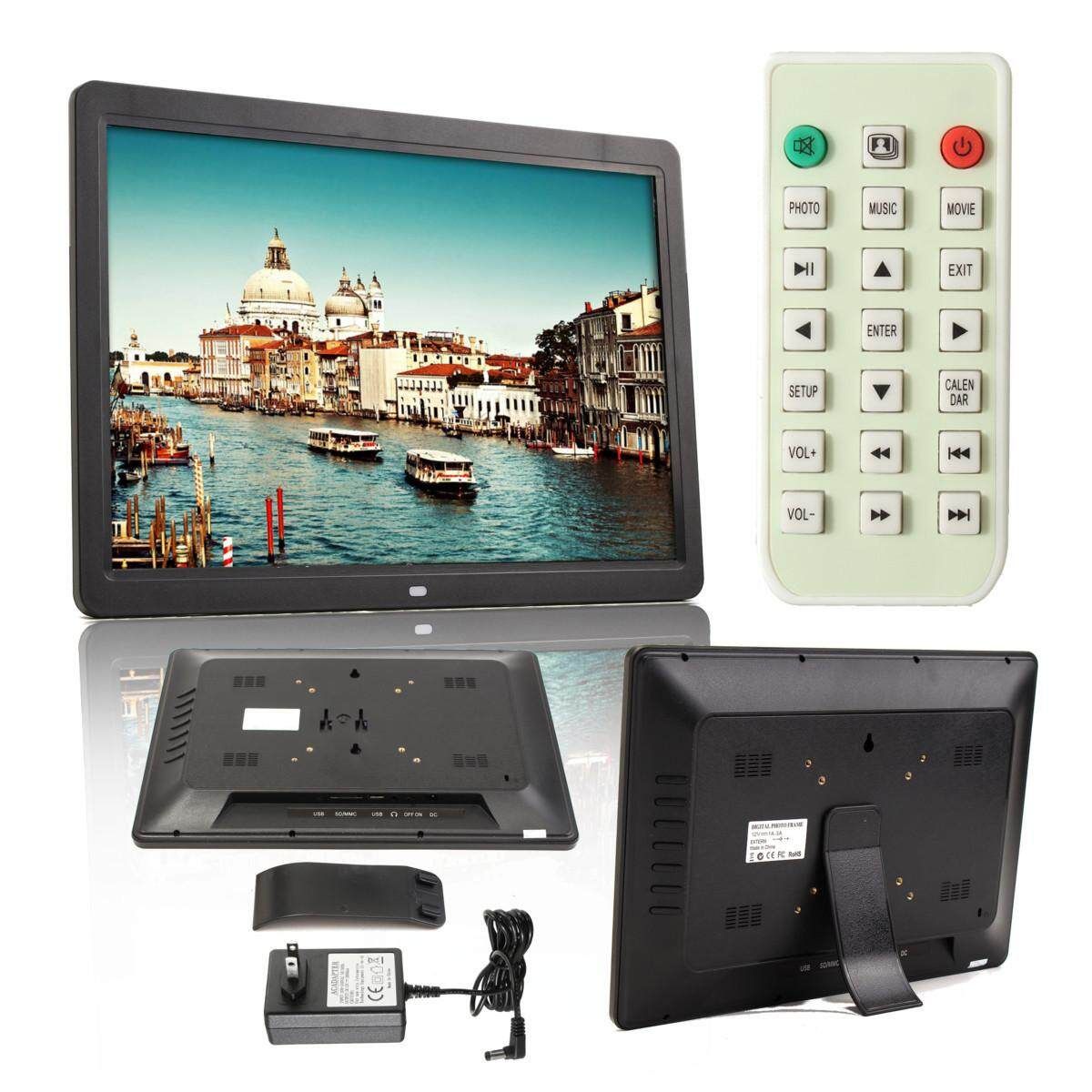 15.6" 1080p HD LCD Digital Photo Frame Picture MP4 Movie Player Remote Control Black
