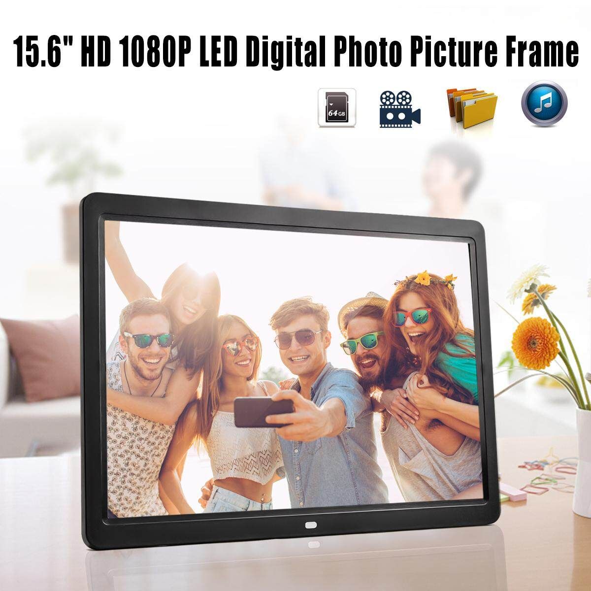 15.6" 1080p HD LCD Digital Photo Frame Picture MP4 Movie Player Remote Control Black