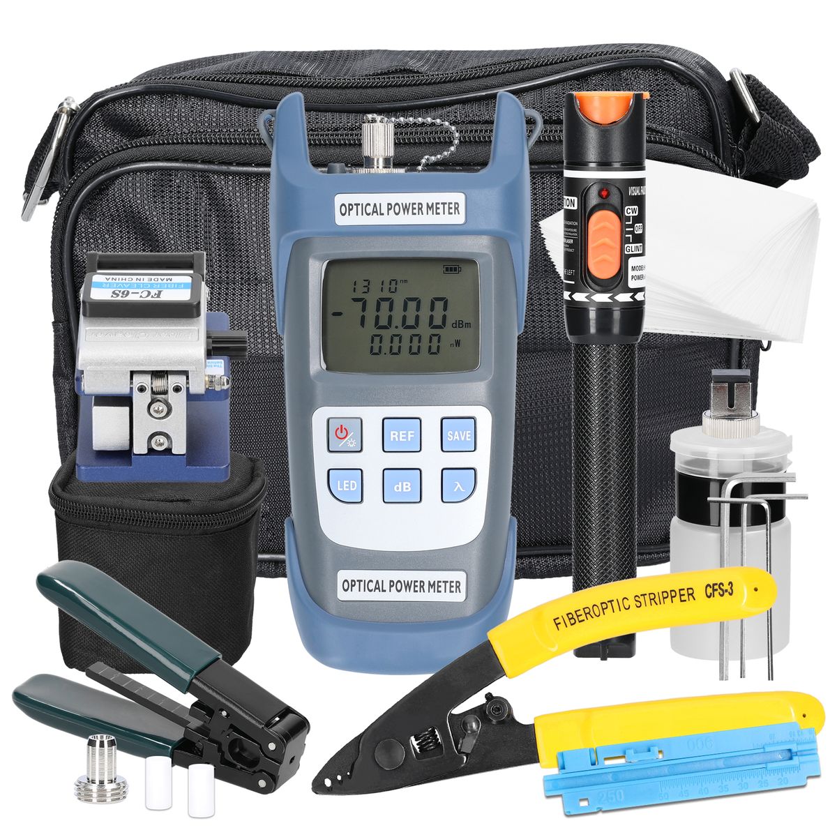 Fiber Optic FTTH Tool Kit Optical  Meter Fiber Cleaver Wire