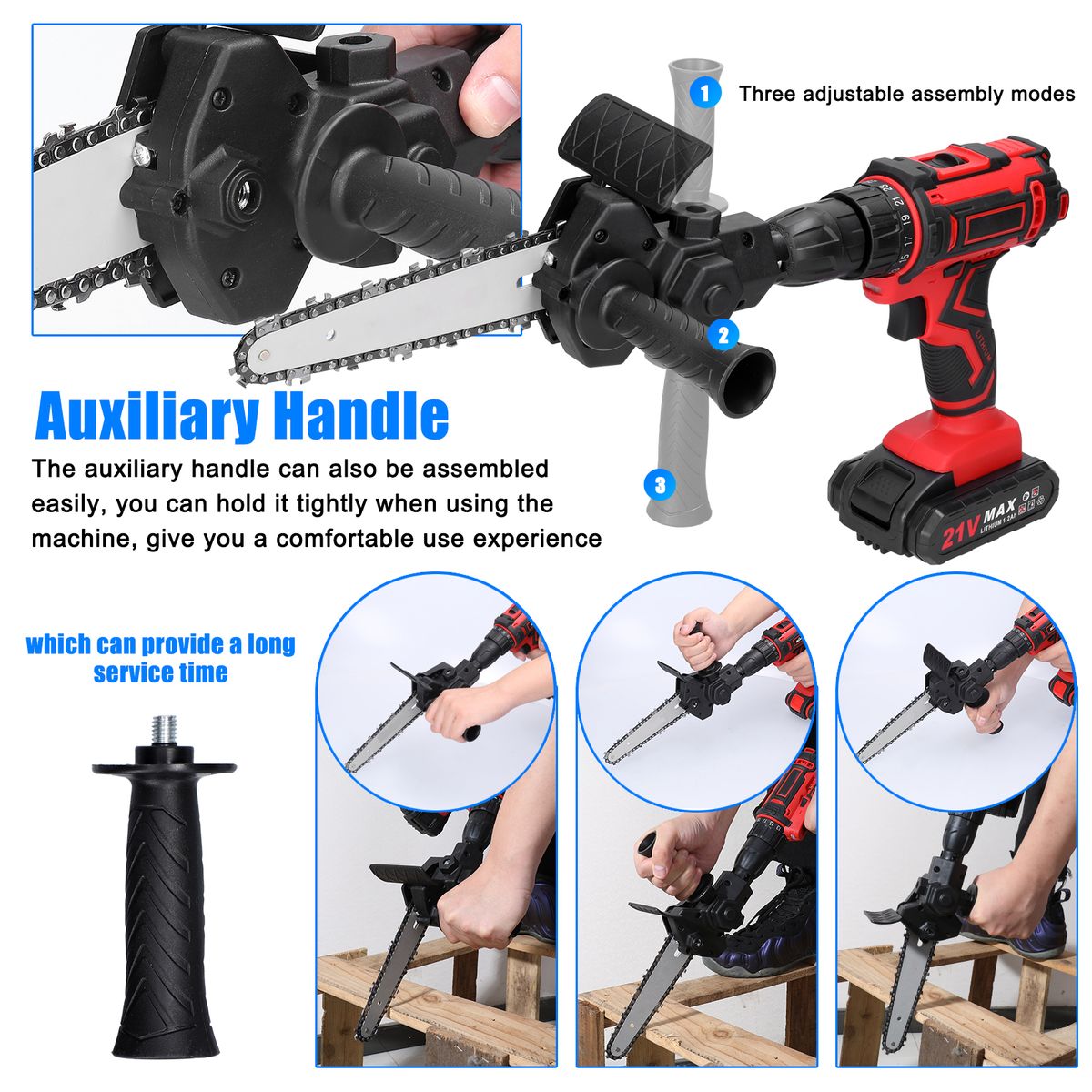 6 Inch Electric Drill Modified To Electric Chainsaw Tool