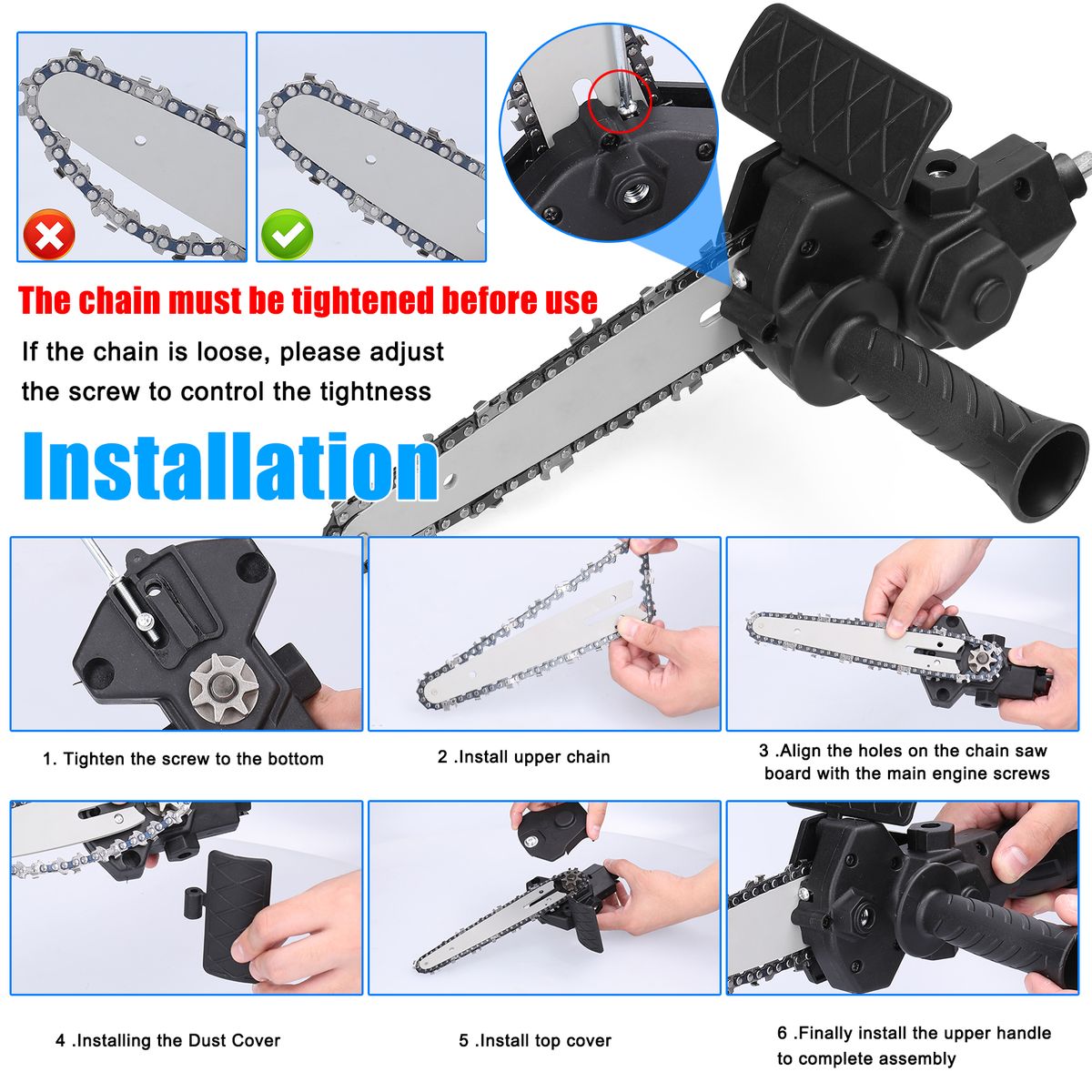 6 Inch Electric Drill Modified To Electric Chainsaw Tool