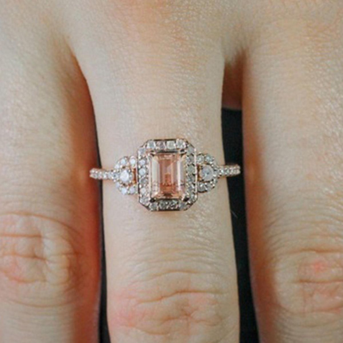 2PcsSet Engagement Rings Ladies Engagement Rings Gift Exquisite Jewelry Rose Gold