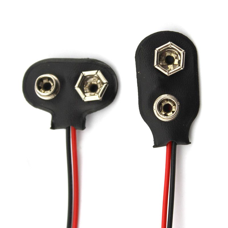 10Pcs 15cm Black Red Cable Connection 9V Clips Connector