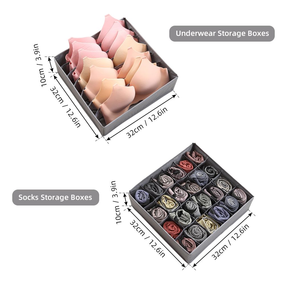 4Pcs Storage Boxes 2Pcs 7 Compartments Underwear Storage