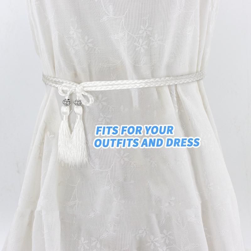 Woven belt knot decorated waist chain waist rope White