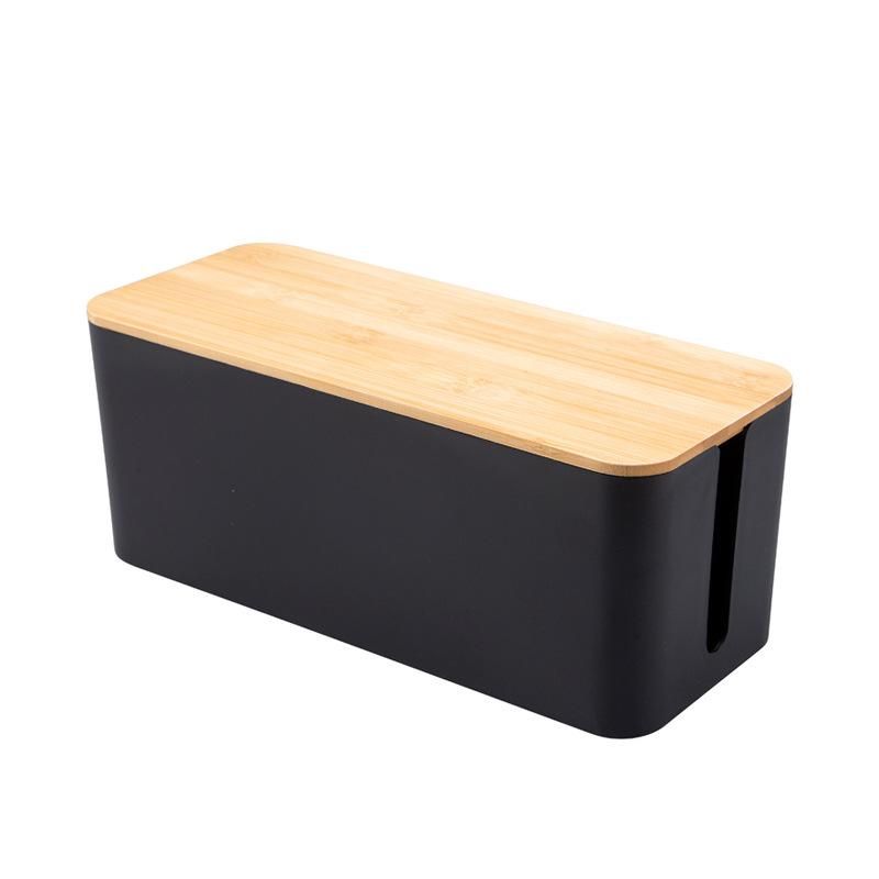 Plastic wire storage box plastic collection box cable management box power cord storage box power plug board electrical socket box black Medium