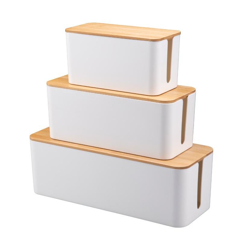 Plastic wire storage box plastic collection box cable management box power cord storage box power plug board electrical socket box black Medium
