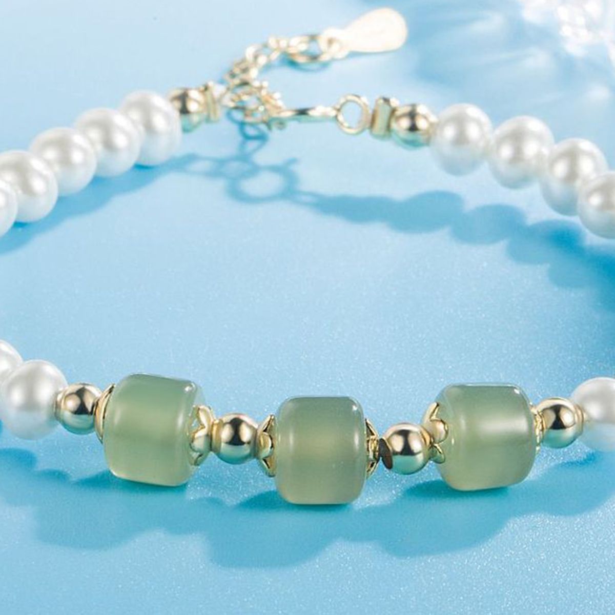 Pearl Bracelet Three Jade Pearl Couple Bracelet Dark Green