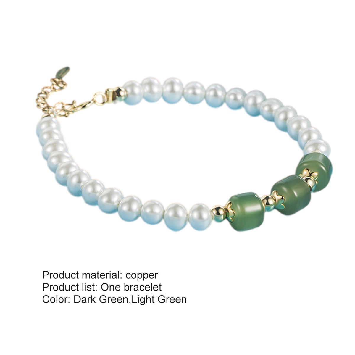 Pearl Bracelet Three Jade Pearl Couple Bracelet Dark Green