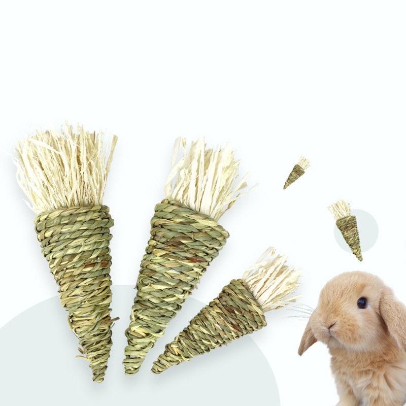 Bunny Chew Toy For Teeth Natural Hay Treats Grass Carrot