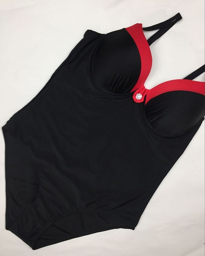 New Crystal Buckle Monokini Women Plus Size Bathing Suit Adjustable Straps Swimwear 8-20 Girl Underwire Beachwear Bodysuit-Red