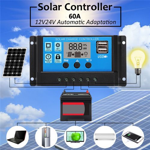 60A 12V / 24V Solar Charge Controller PWM Intelligent