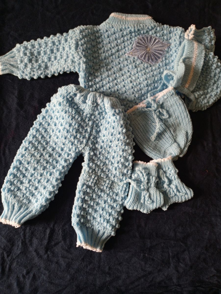 Set Of Baby Sweater With An Extra Cap A7 - Blue