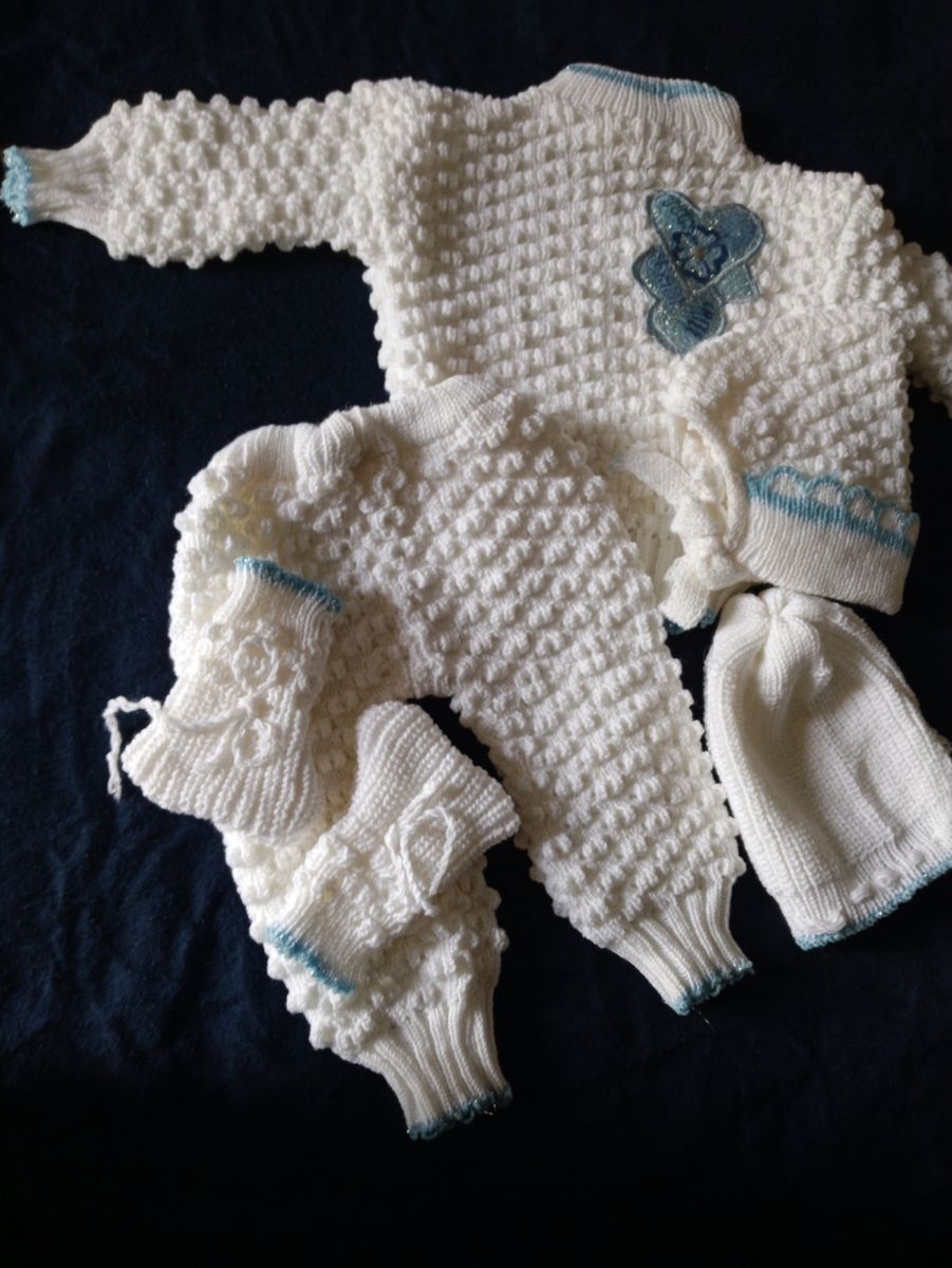 Set Of Baby Sweater With An Extra Cap A7 (0-1years) - Blue