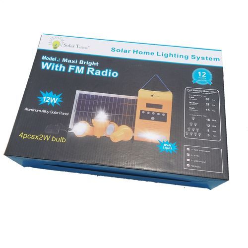 Solar Home Lighting System With FM Radio With 4pcs 2W Super Bright SMDs Bulbs
