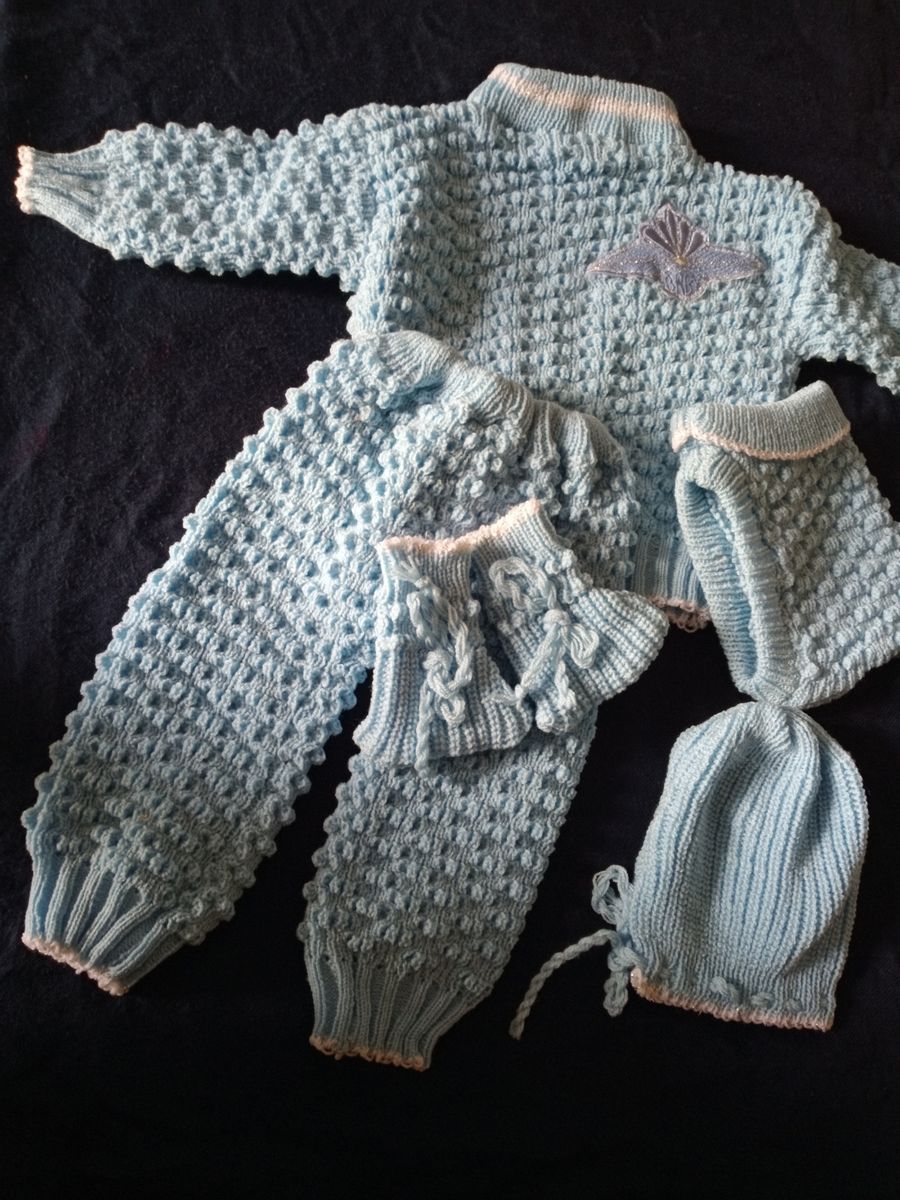 Set Of Baby Sweater With An Extra Cap A13 (0-1years) - Blue