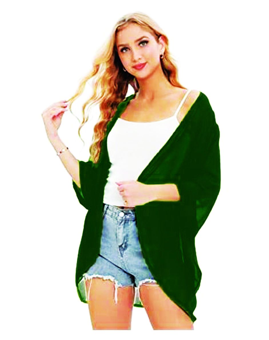 Green Light Weight Kimono Jacket Women Cover Up Swim Top Blouse Shirt