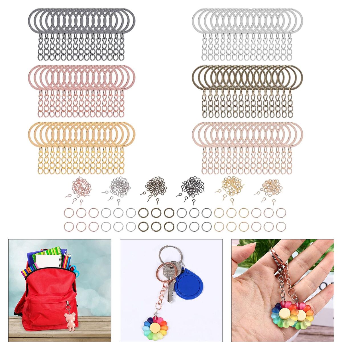 Key Chains For Craft 90 Pieces Keychain Rings With Chain