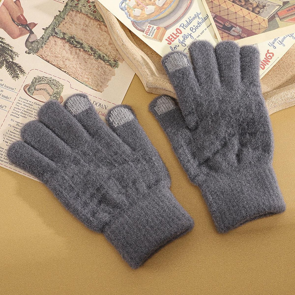 1 Pair Bicycle Autumn Winter Men Women Motorcycle Riding Grey