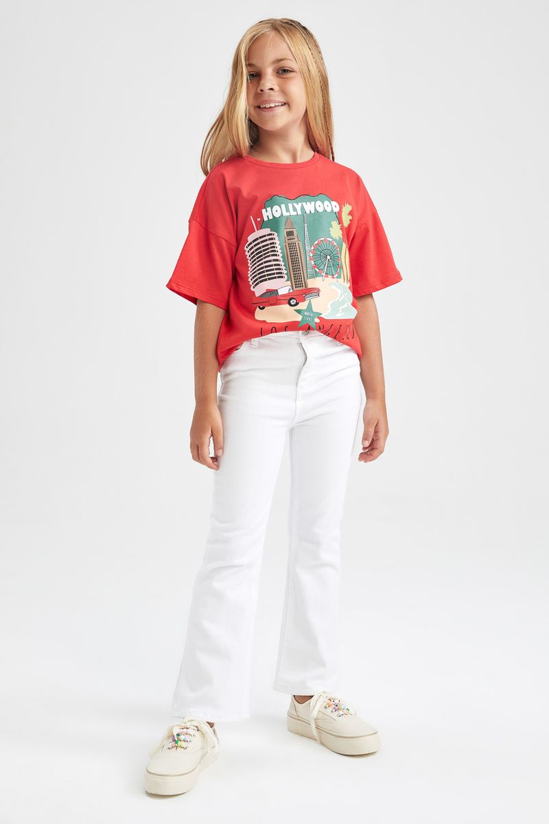 Girl - Regular Fit Knitted Short Sleeve Body - Red