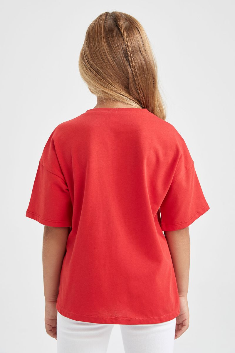 Girl - Regular Fit Knitted Short Sleeve Body - Red