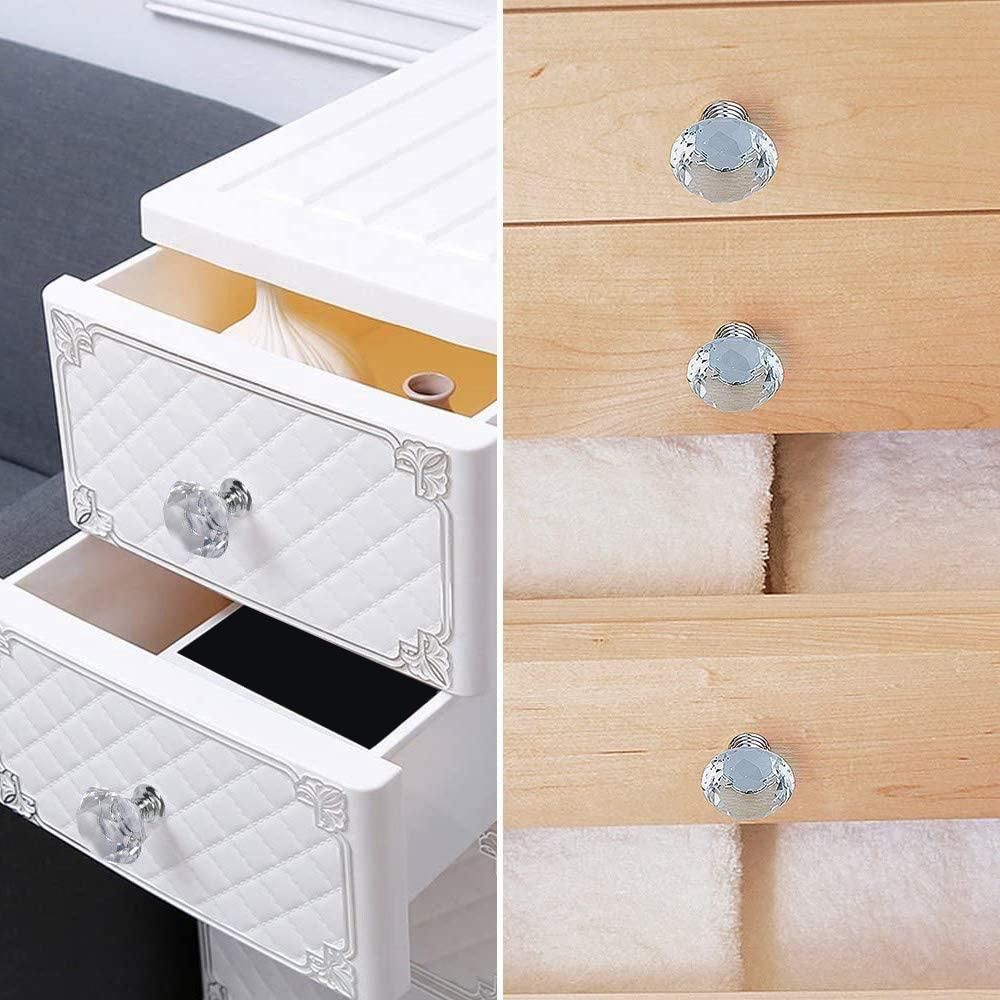 Crystal Door Knobs,6Pcs 30 mm+6 Pcs 40 mm Clear Drawer