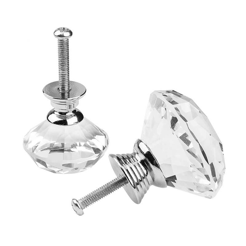 Crystal Door Knobs,6Pcs 30 mm+6 Pcs 40 mm Clear Drawer