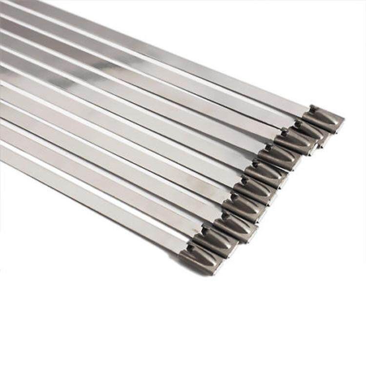 100PCS 4.6x200mm Stainless Steel Exhaust Wrap Coated Locking Cable Zip Ties Top