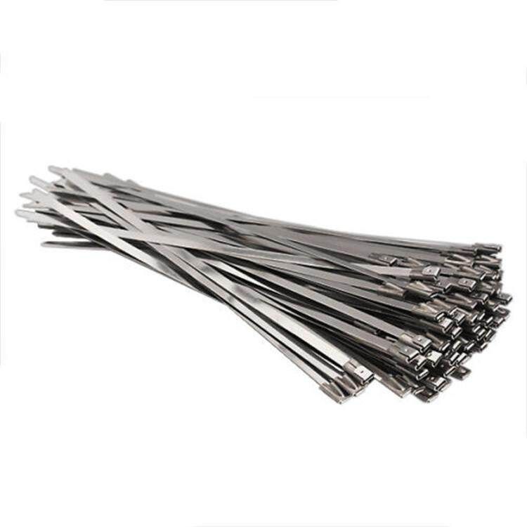 100PCS 4.6x200mm Stainless Steel Exhaust Wrap Coated Locking Cable Zip Ties Top
