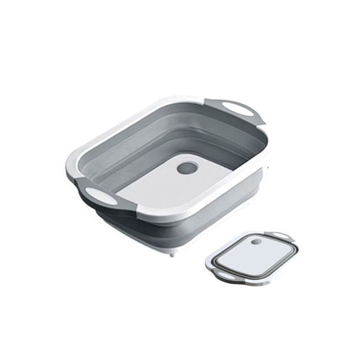 3 In 1 Foldable Chopping Board With Drainage Basket Dish Tub