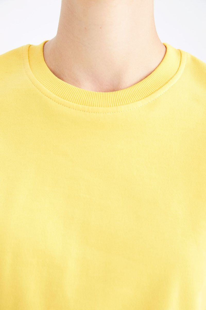 Woman Casual Regular Fit Knitted Sweatshirt - Yellow