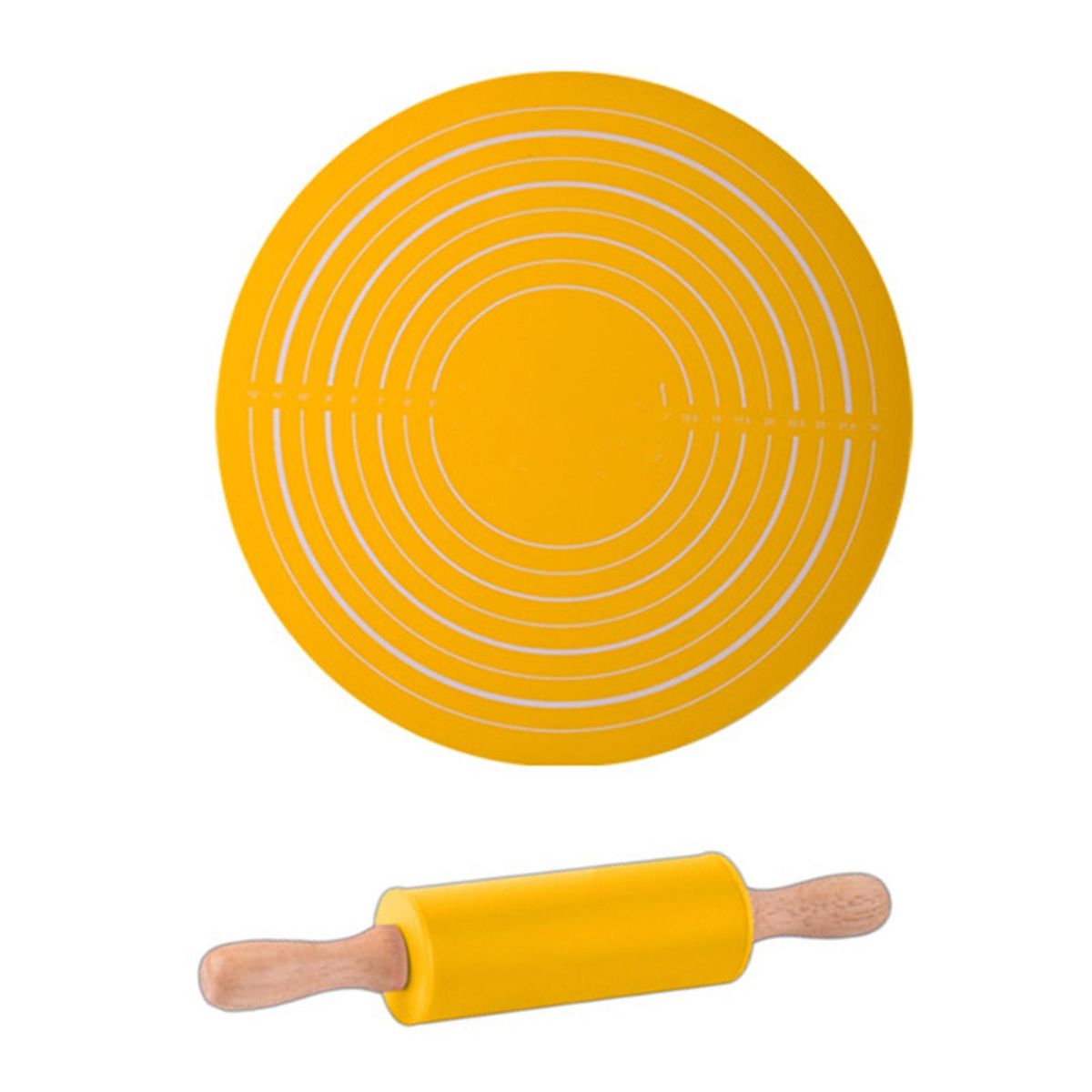 1 Set Kneading Mat Kneading Pad with Rolling Pin Set Yellow