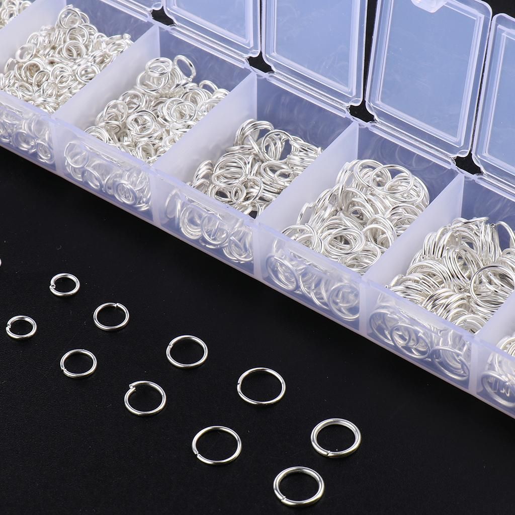 1500 Pack Of Spring Washers, Split Rings, Key Rings For White Silver