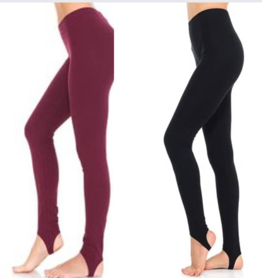 2 In 1 Ladies High Waist Leggings-Black & Wine
