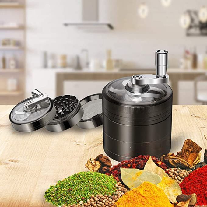 Zin  Alloy Manual Grinding  Hine Transparent Window High Resistan E Grinder-black-Diameter:40mm