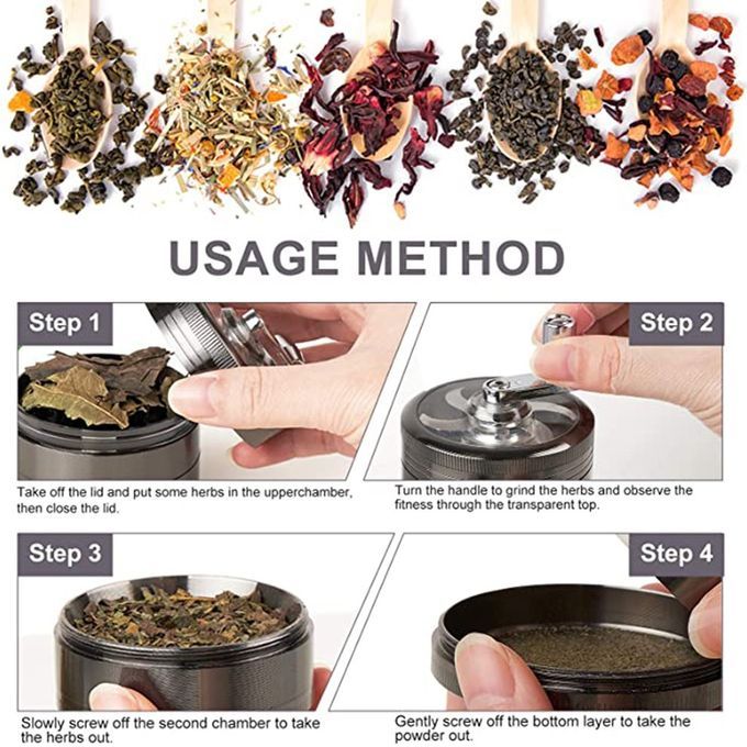 Zin  Alloy Manual Grinding  Hine Transparent Window High Resistan E Grinder-black-Diameter:40mm