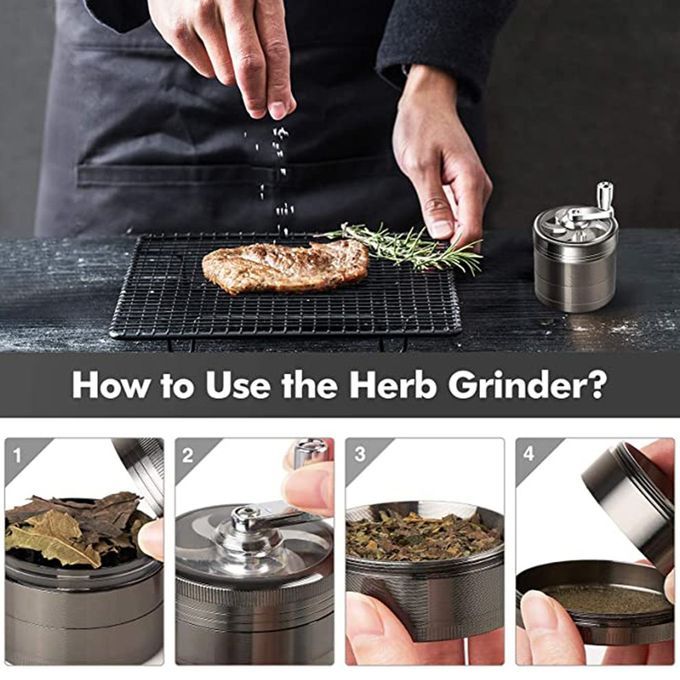 Zin  Alloy Manual Grinding  Hine Transparent Window High Resistan E Grinder-black-Diameter:40mm